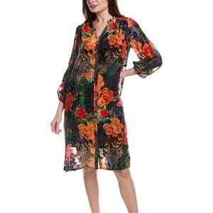 NWT Johnny Was Renna Velvet Burnout Midi Dress with Slip Floral Print Size XS